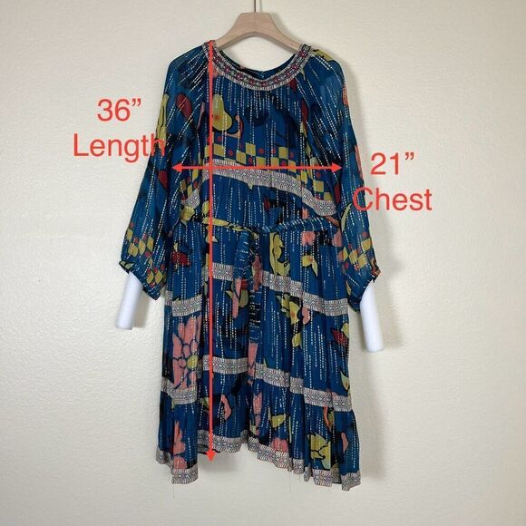 Verb Women's Size S Eulalia Shimmer Tiered Tunic Dress Embroidered Boho Festival - Picture 11 of 17